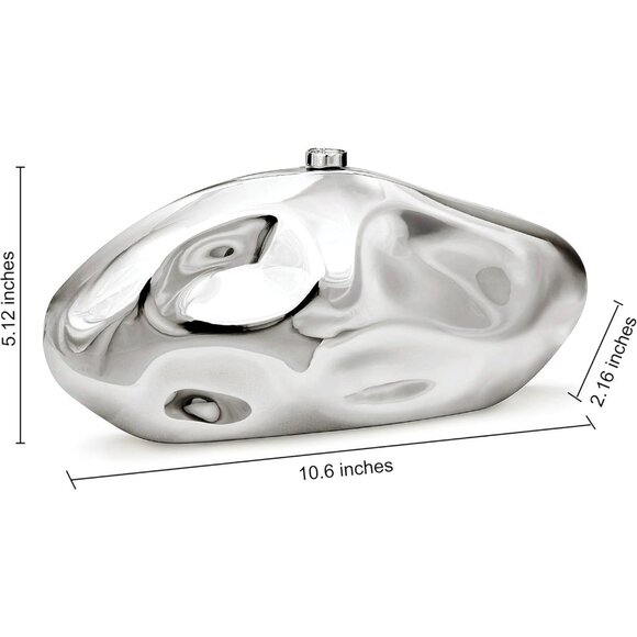 Shiny Silver Acrylic Clutch Purse - Irregular Shell Evening Handbag for Women - Picture 4 of 6